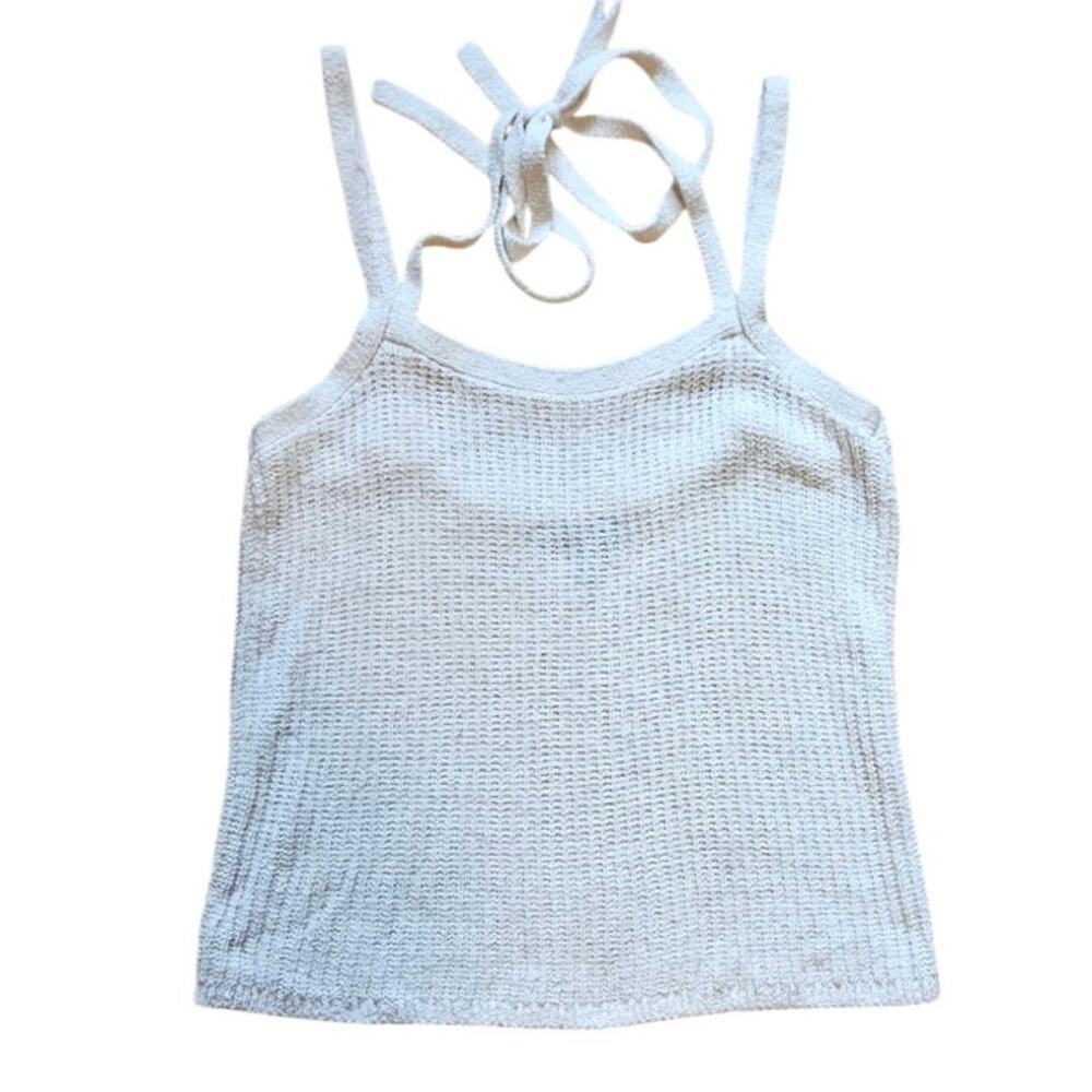 Banana Republic Cropped Sweater Tank Double Straps Cream Women's Medium